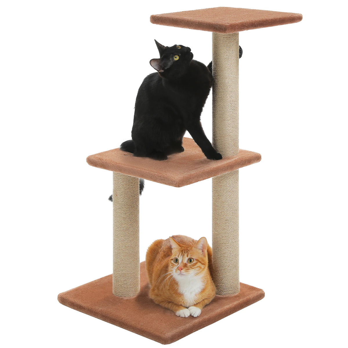 Small Cat Tree for Indoor Cats – 3-Tier Cat Tower with Scratching Posts, Cozy Hammock & Removable Top Perch