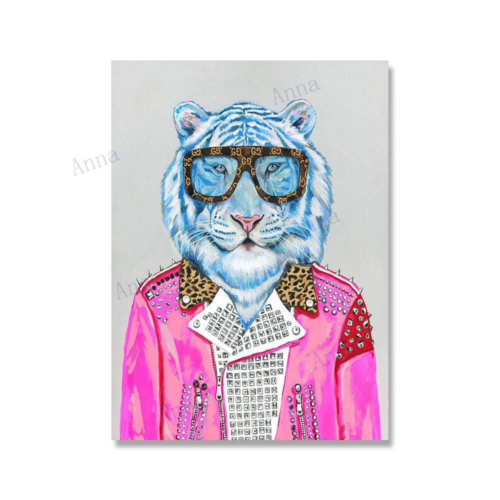 Pop Art Big Cat Poster, Leopard Lion Tiger Canvas Wall Art
