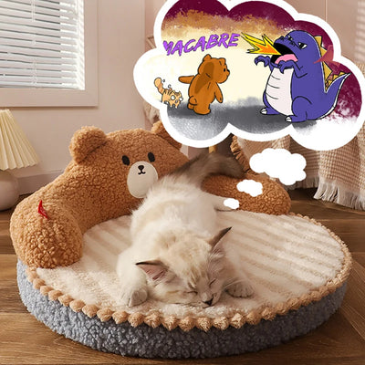 Bear Shaped Cat Sofa Bed with Soft Sponge Pad