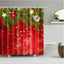 Christmas Shower Curtain with Snowman and Santa, Hooks Included