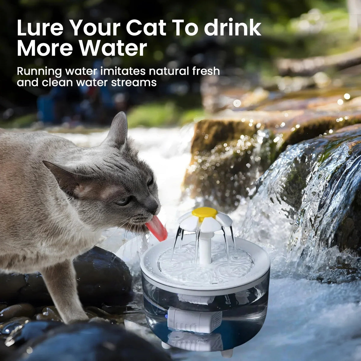Flower Cat Water Fountain, 1.2L USB Drinking Fountain With 4 Filters