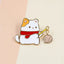 Cat Fishing Enamel Pin with Dangling Fish Charm, Cute Cat Brooch
