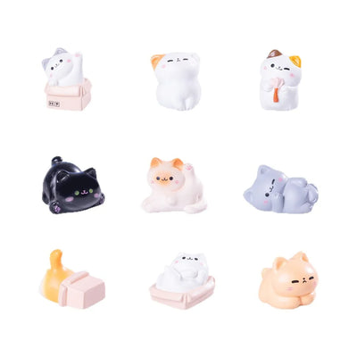 Kawaii Mini Cat Ornament, Tiny Resin Kitten Statue Decor