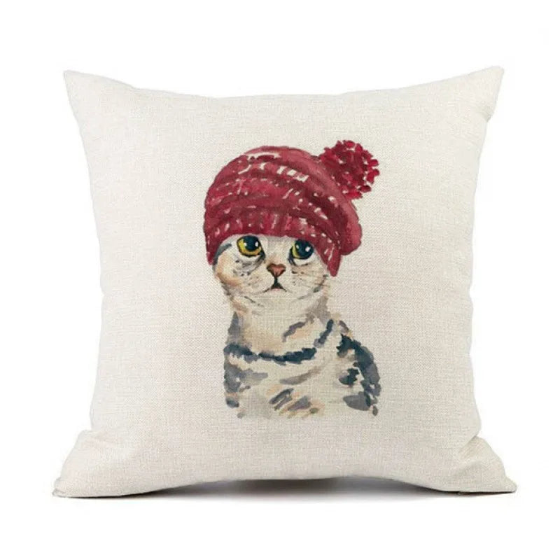 Cartoon Cat Cushion Cover, Peach Skin Throw Pillow Case 7 Sizes