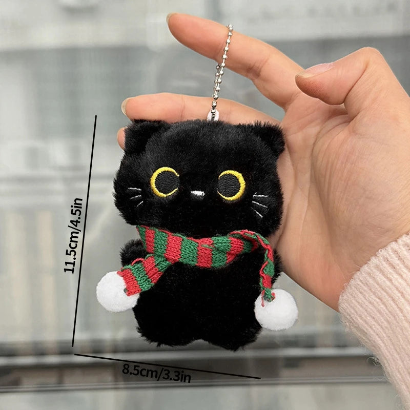 Black Cat Plush Keychain Bag Charm for Cat Lovers