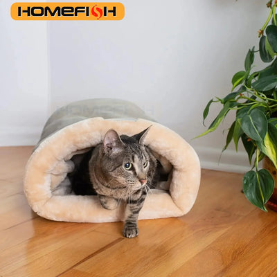 Gray Cat Sleeping Bag, Semi-Enclosed Pet Nest