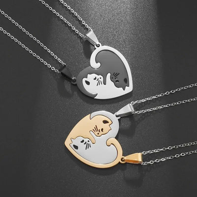 Collier chat Yin Yang doré