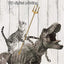 Funny Cat Riding a T-Rex Shower Curtain, Japanese Wave Decor