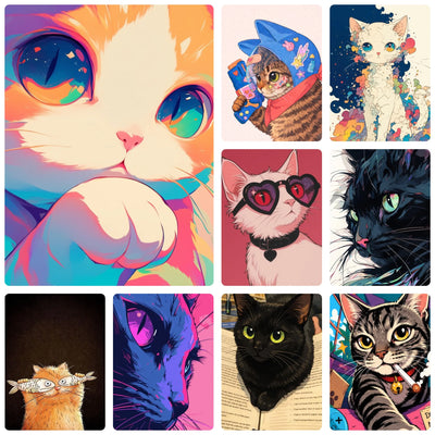 Cute Cartoon Cat Diamond Painting Kit, Full Drill 5D Art for Adults