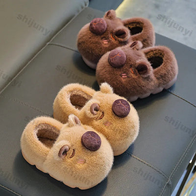 Capybara Slippers for Kids and Adults, Warm Plush Family Matching