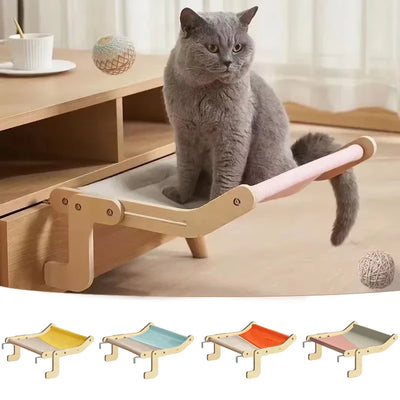 Cat Window Hammock with Wooden Frame and Washable Canvas