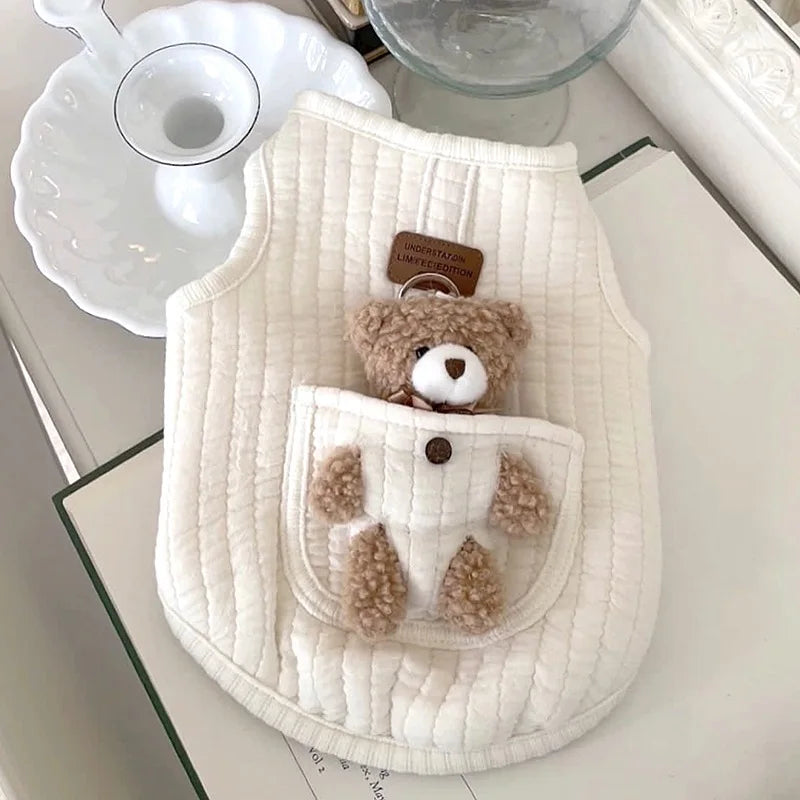 Soft Cotton Cat Vest for Fall and Winter, Cute Cartoon Shirt in Sizes XS to XL