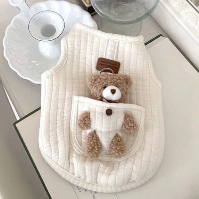 Soft Cotton Cat Vest for Fall and Winter, Cute Cartoon Shirt in Sizes XS to XL