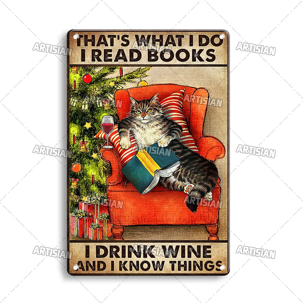 Black Cat Vintage Tin Plate, Horizontal Retro Wall Sign Gift