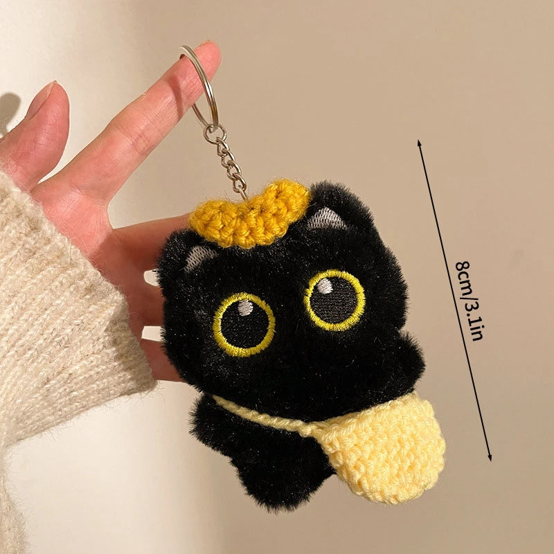 Black Cat Plush Keychain Bag Charm for Cat Lovers
