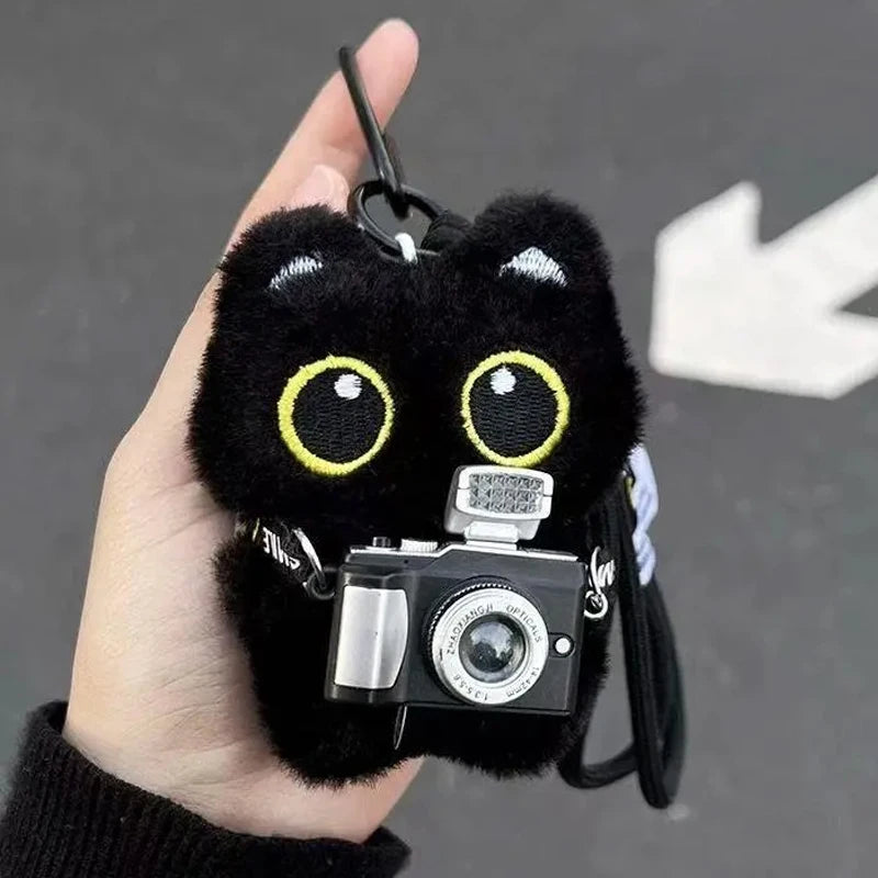 Black Cat Plush Keychain Bag Charm for Cat Lovers