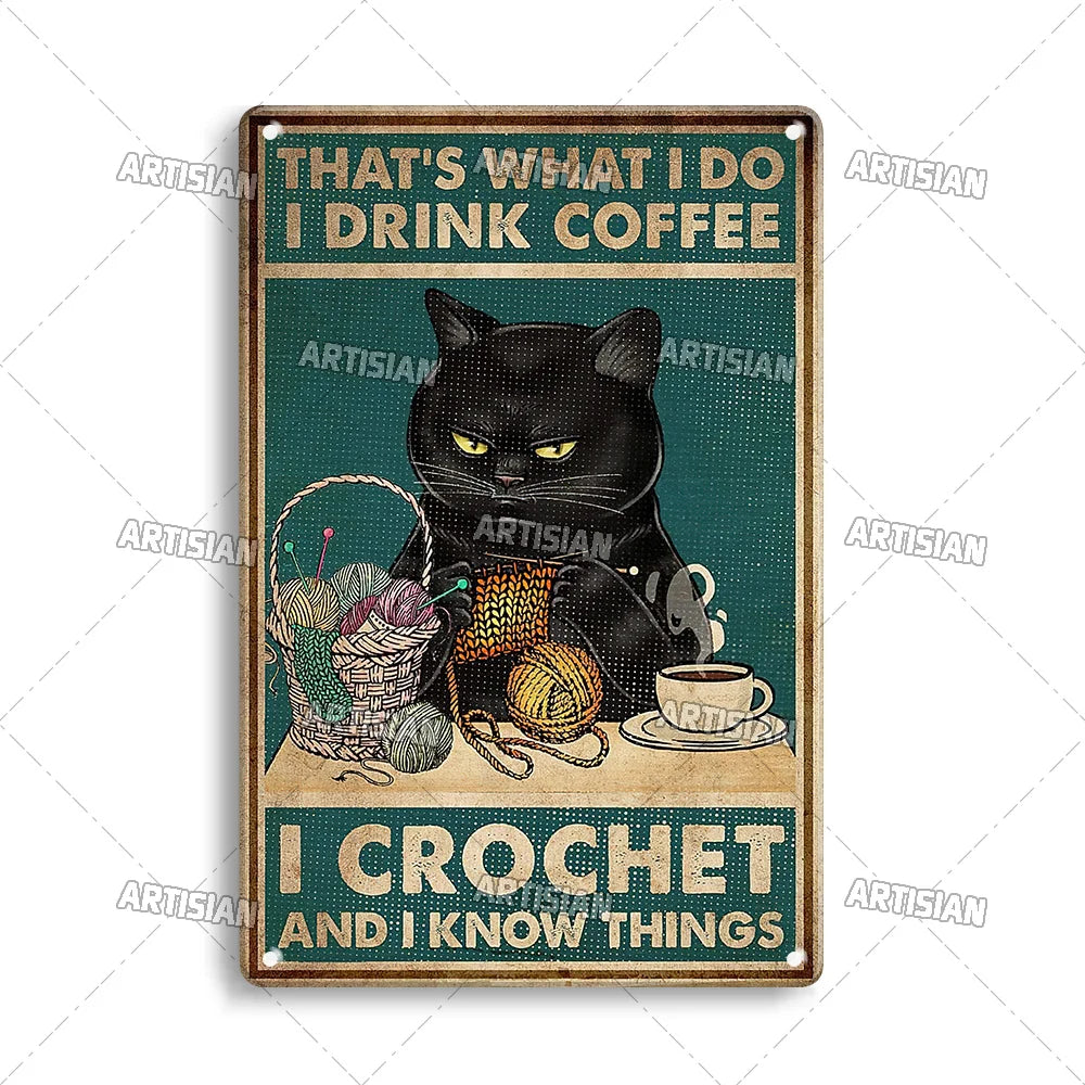Witchy Black Cat Kitchen Sign, Salem Sanctuary Tin Plaque