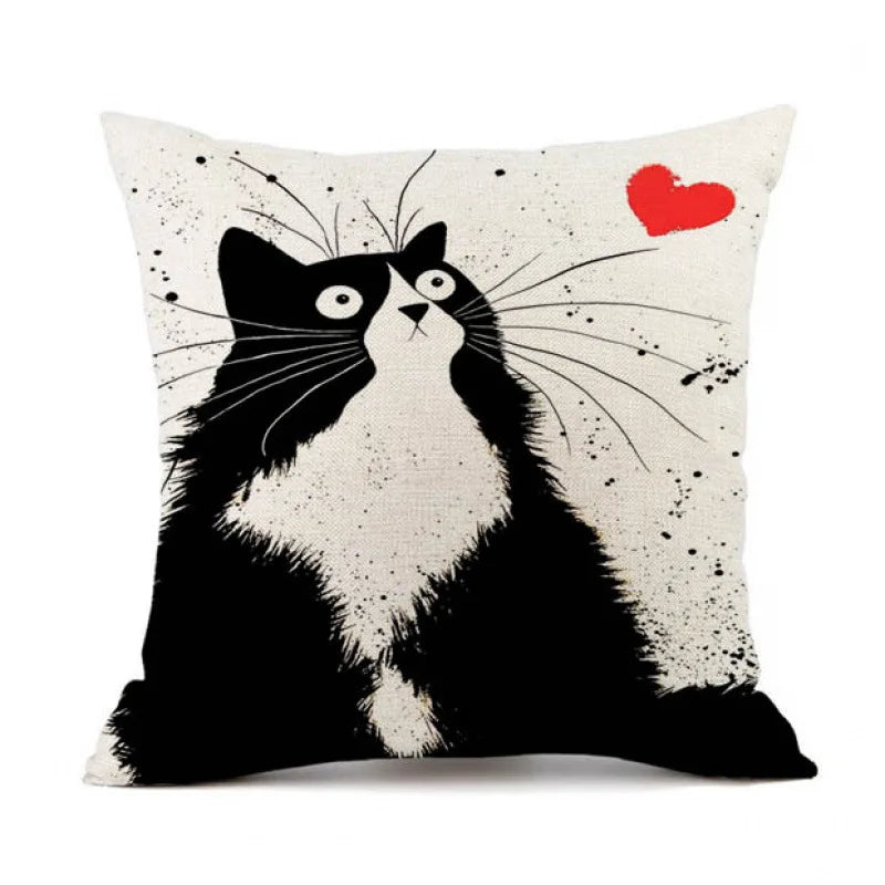 Cartoon Cat Cushion Cover, Peach Skin Throw Pillow Case 7 Sizes