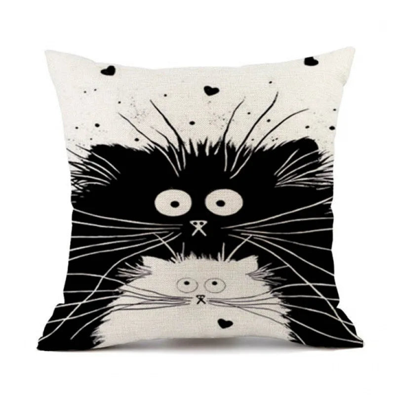 Cartoon Cat Cushion Cover, Peach Skin Throw Pillow Case 7 Sizes