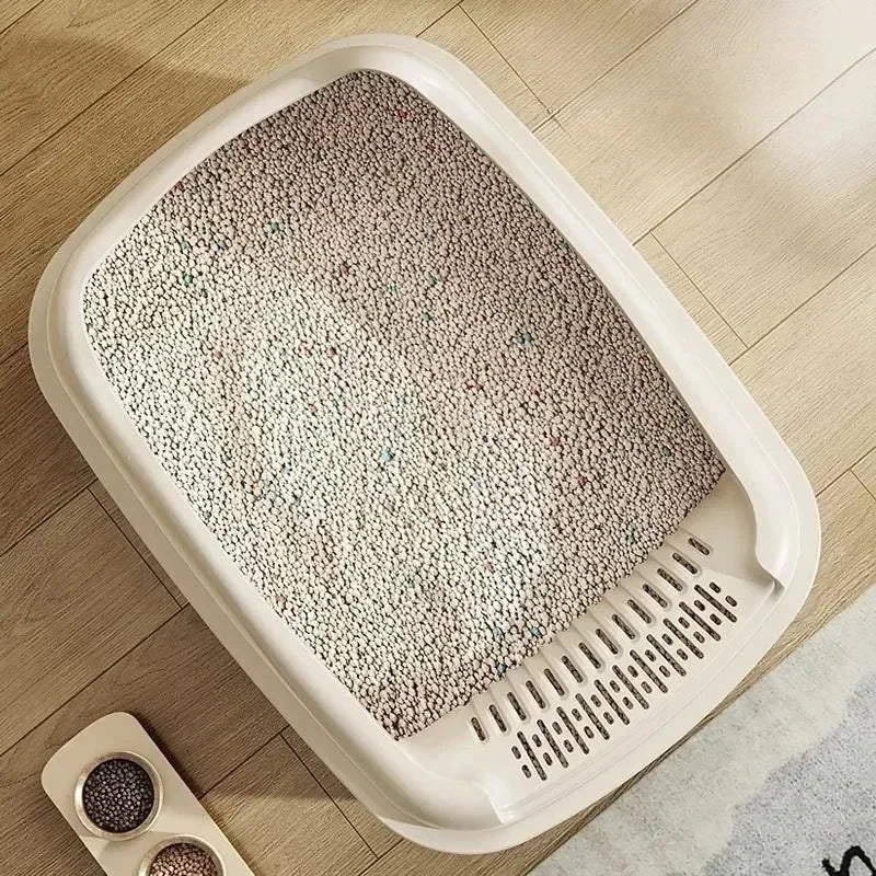 Small Cat Litter Box With Cat Ear Rim, Kitten Litter Pan With Scoop