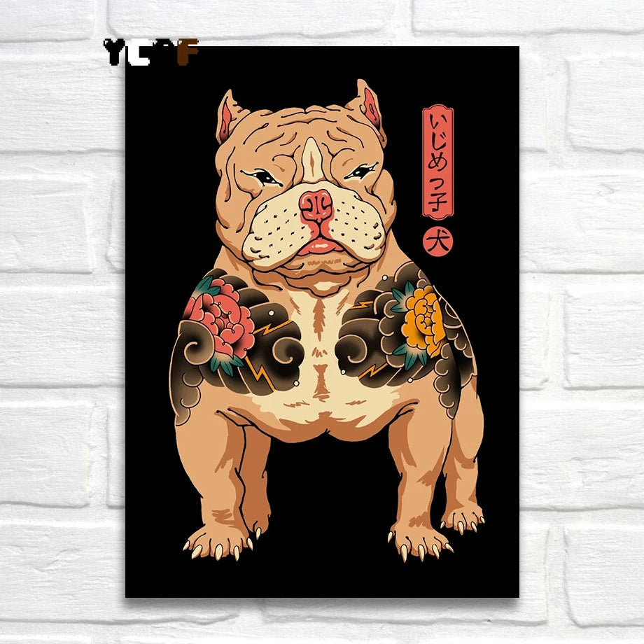 Tattoo Cats Canvas Print, Vintage Tattoo Parlor Cat Wall Art