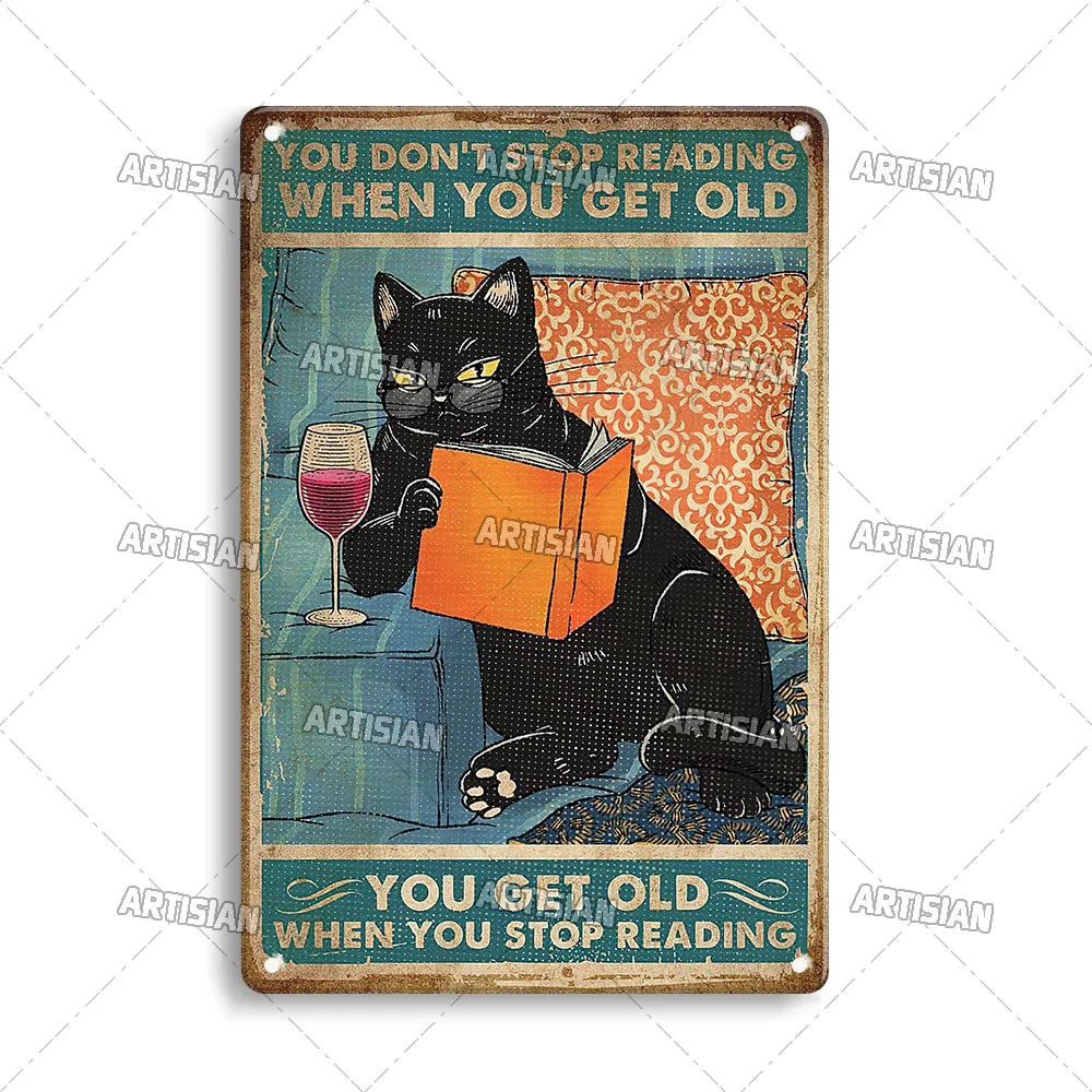 Witchy Black Cat Kitchen Sign, Salem Sanctuary Tin Plaque