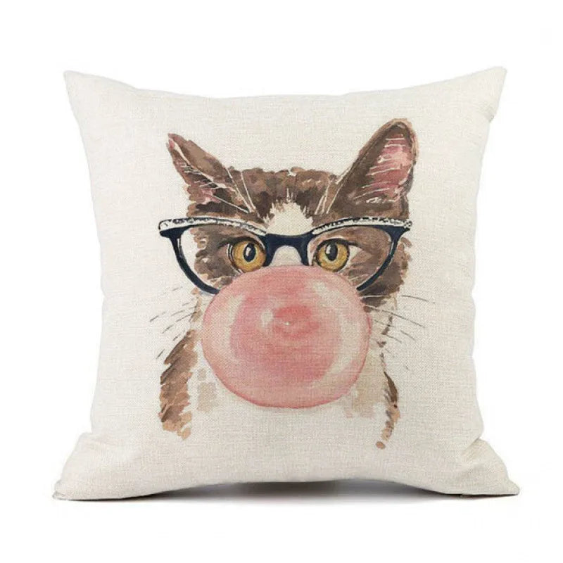 Cartoon Cat Cushion Cover, Peach Skin Throw Pillow Case 7 Sizes
