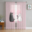 Cartoon Cat Sheer Curtains, Printed Voile Window Panels Set of 2