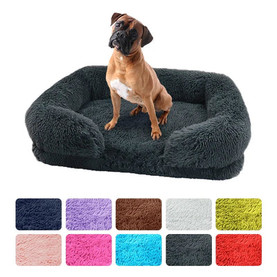 Rectangular Plush Pet Bed with Egg-Crate Foam Base