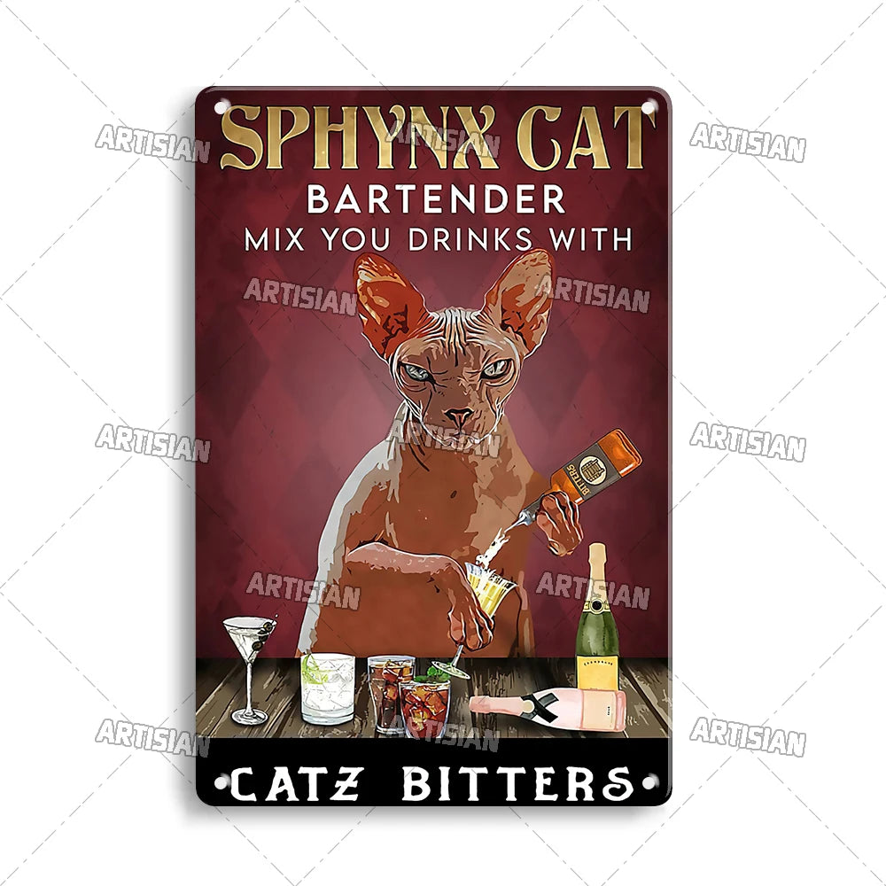 Witchy Black Cat Kitchen Sign, Salem Sanctuary Tin Plaque