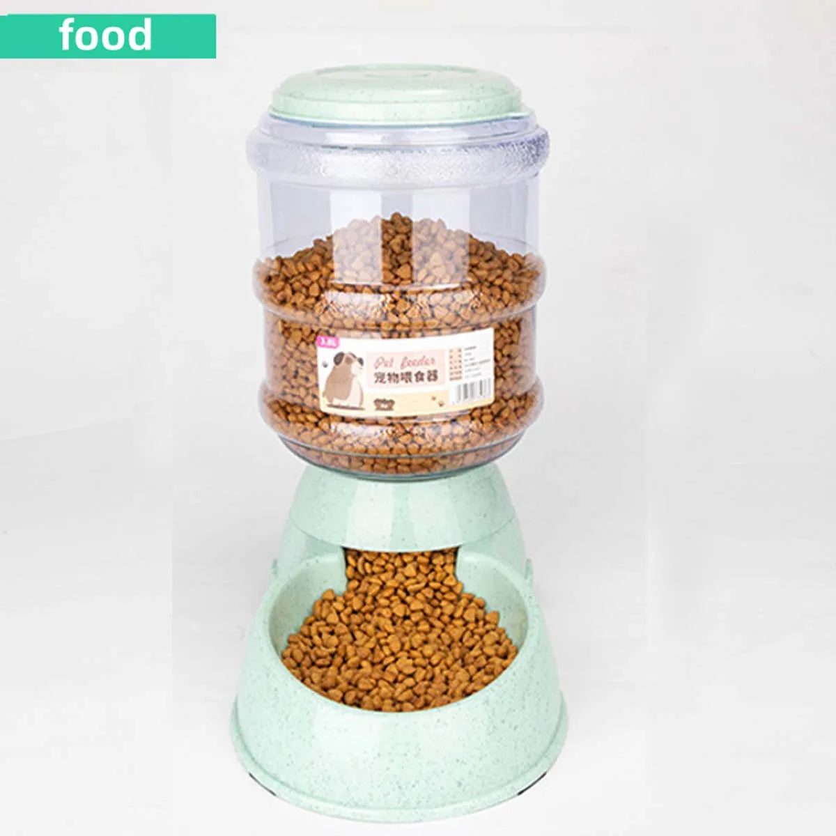 Large 3.8 L Gravity Cat Water Dispenser and Food Feeder, Speckled Base