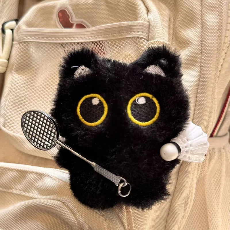 Black Cat Plush Keychain Bag Charm for Cat Lovers