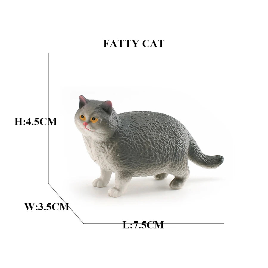 Realistic Ragdoll Cat Figurine and Chubby Cat Model, PVC