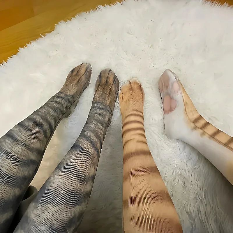 Funny 3D Cat Paw Socks, Printed Animal Paw Crew Socks