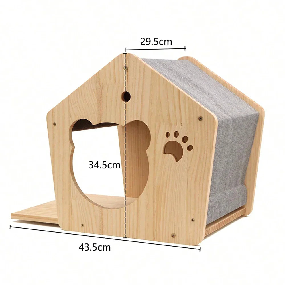 Wall-Mounted Cat Shelves and Climbing Set, Solid Wood Pieces to Mix and Match