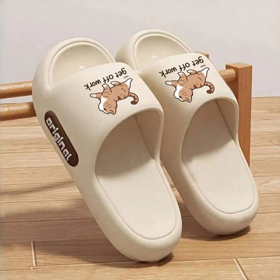 Lightweight EVA House Slippers, Flat Pull-On Home Slides