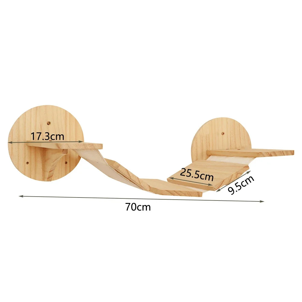 Wall-Mounted Cat Climbing Shelf Set with Bridge and Hammock
