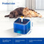 2L Cat Water Fountain With LED Light, Square Blue Fountain With Flower Spout