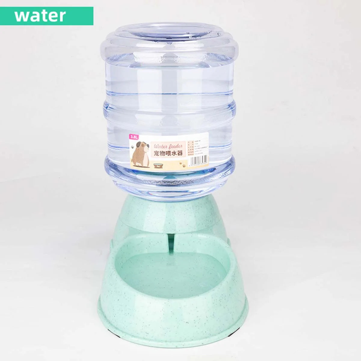 Large 3.8 L Gravity Cat Water Dispenser and Food Feeder, Speckled Base