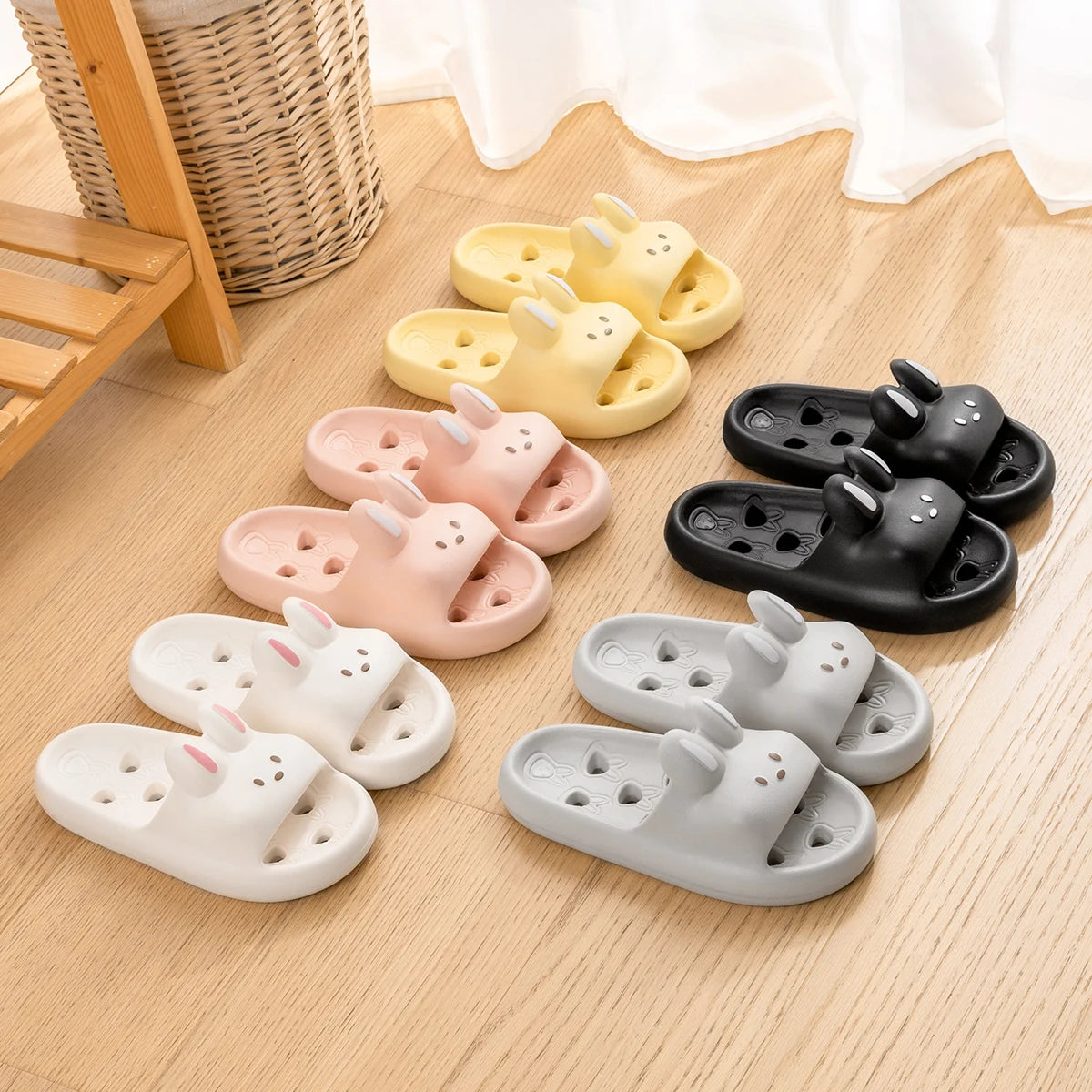 Cartoon Bathroom Slides with Drainage Holes, Quick-Dry EVA