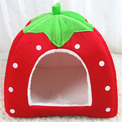 Strawberry Rabbit Bed and Hanging Hay Feeder Bag Set