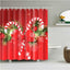 Christmas Shower Curtain with Snowman and Santa, Hooks Included