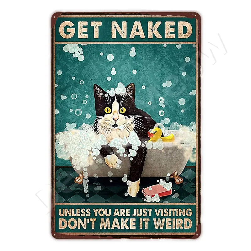 Oh My Eyes Black Cat Sign, Funny Bathroom Gift for Cat Owners