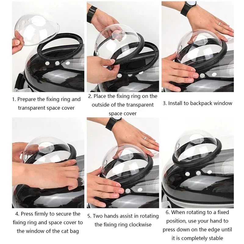 Space Capsule Cat Backpack with Clear Bubble Window, Up to 15 Lbs