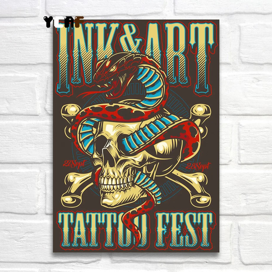 Tattoo Cats Canvas Print, Vintage Tattoo Parlor Cat Wall Art