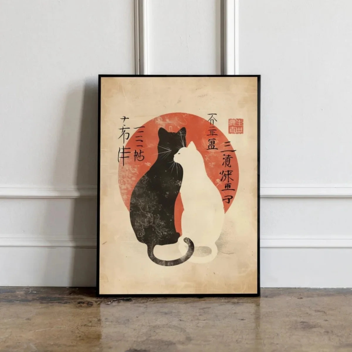 Affiches antiques d’aquarelle de chat japonais