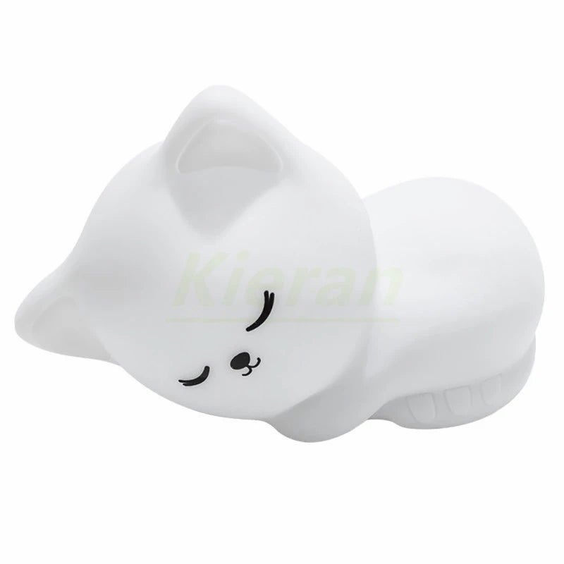 Sleeping Cat Night Light, Soft Silicone LED Lamp with 7 Colors