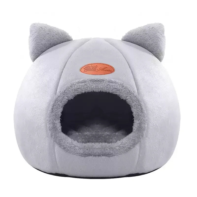 Kitty Ear Dome Cat Bed with Plush Doorway Trim