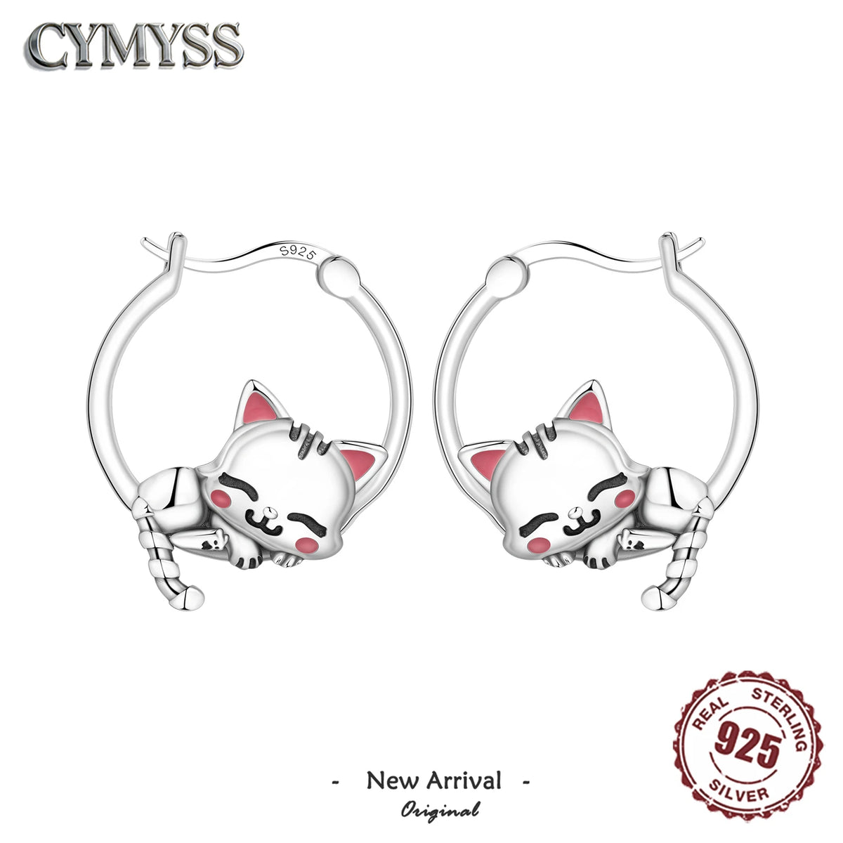 Cat Hoop Earrings for Women Fashion Fine Jewelry Birthday Party Gifts