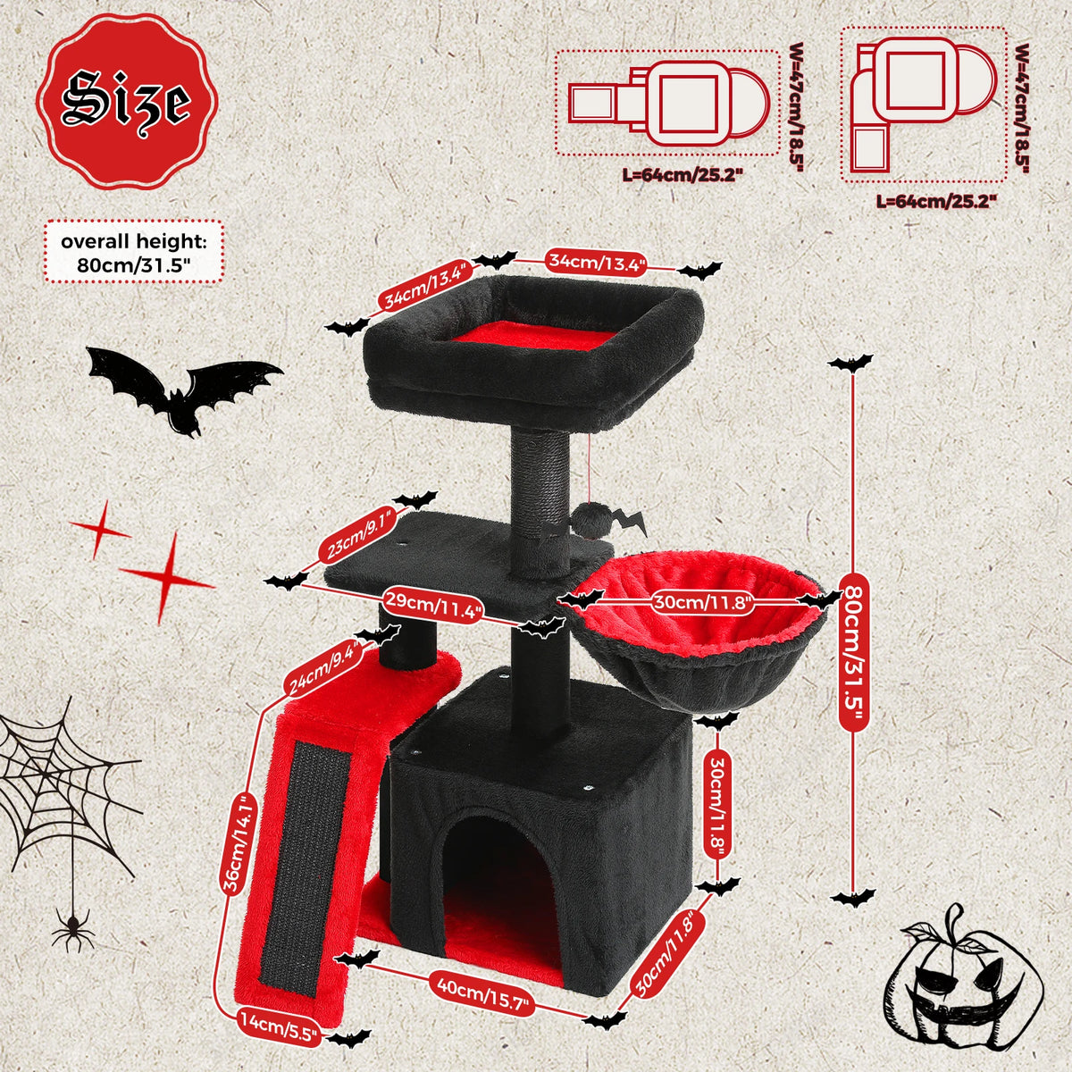 Small Cat Tree in 2 Styles: Hideout Tower or Scratching Stand